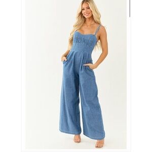 Flying Tomato Blue Denim Jumpsuit
